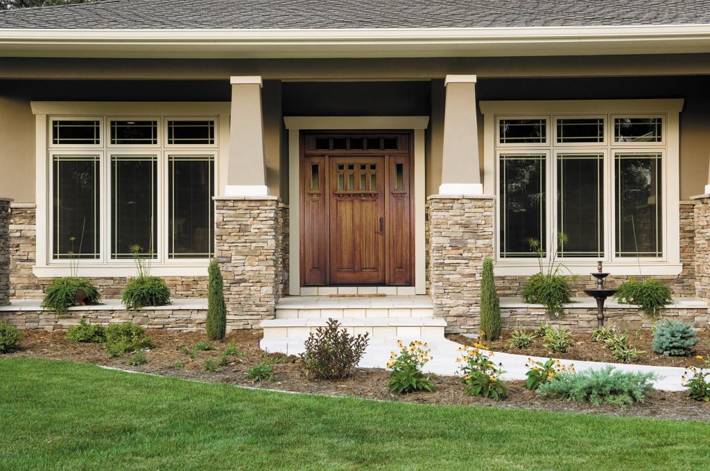 Completed Craftsman entry door installation