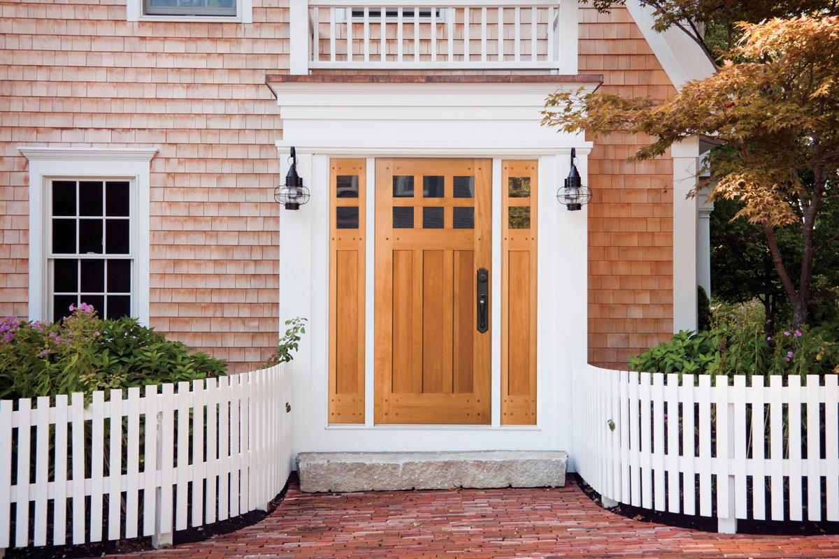 Natural wood entry door